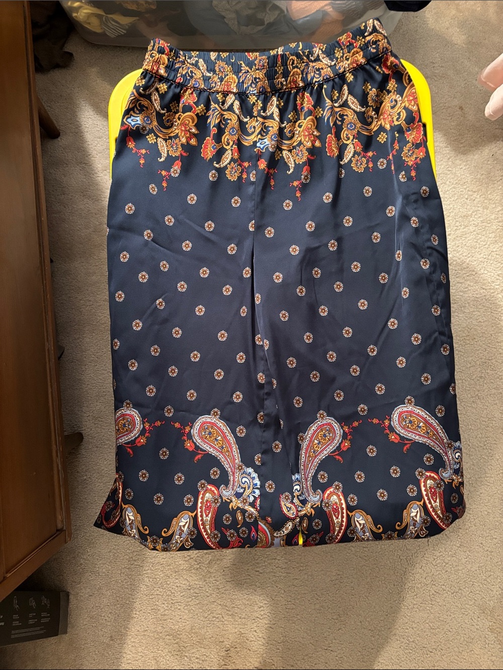 Rachel Zoe Navy Paisley Print Satin Pants